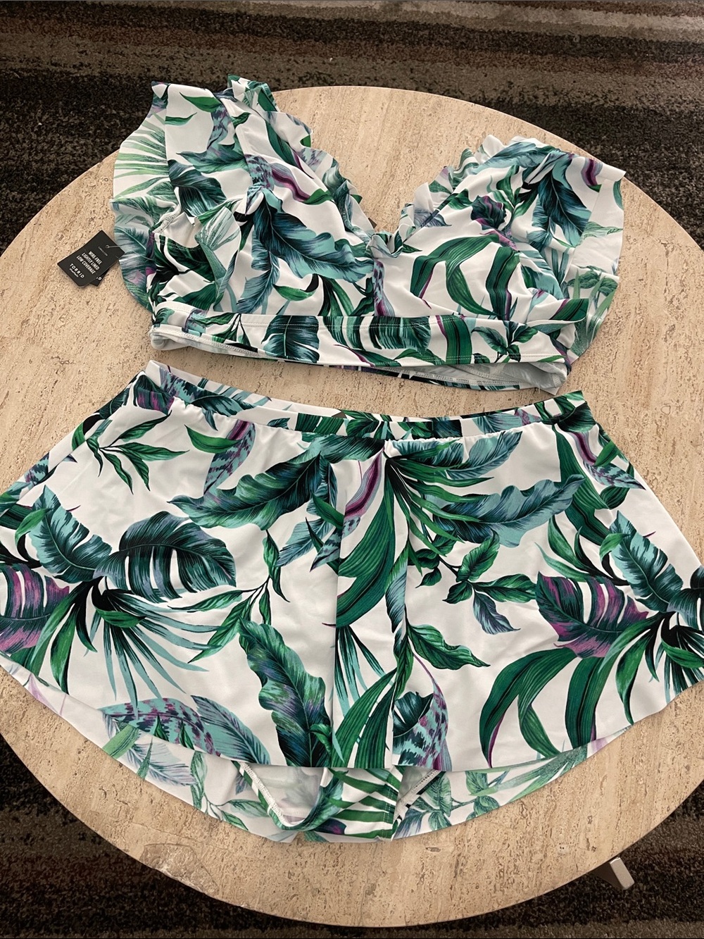 TORRID High-Rise High-Low Swim set Cropped Top & Skirt Brief Susie Tropical Zs 2 - Picture 8 of 16